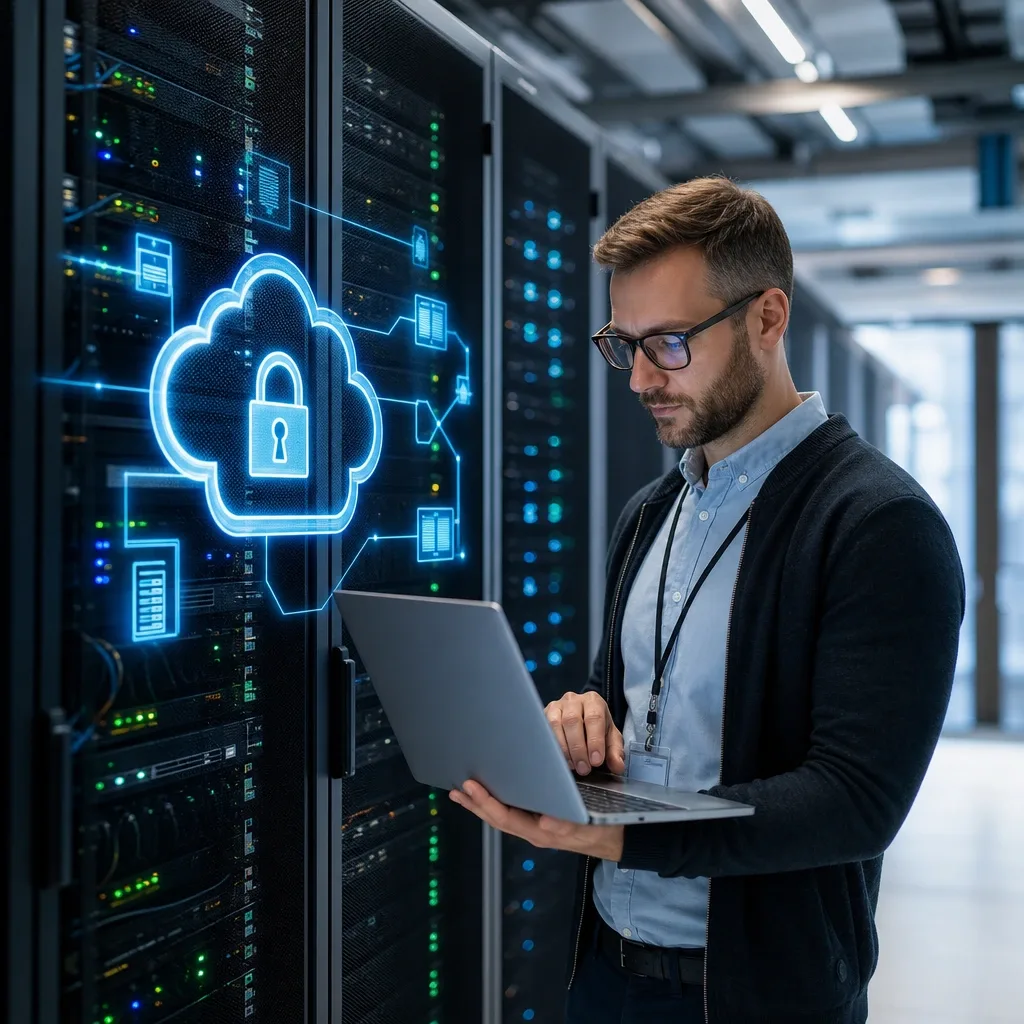 Hombre trabajando en seguridad informática