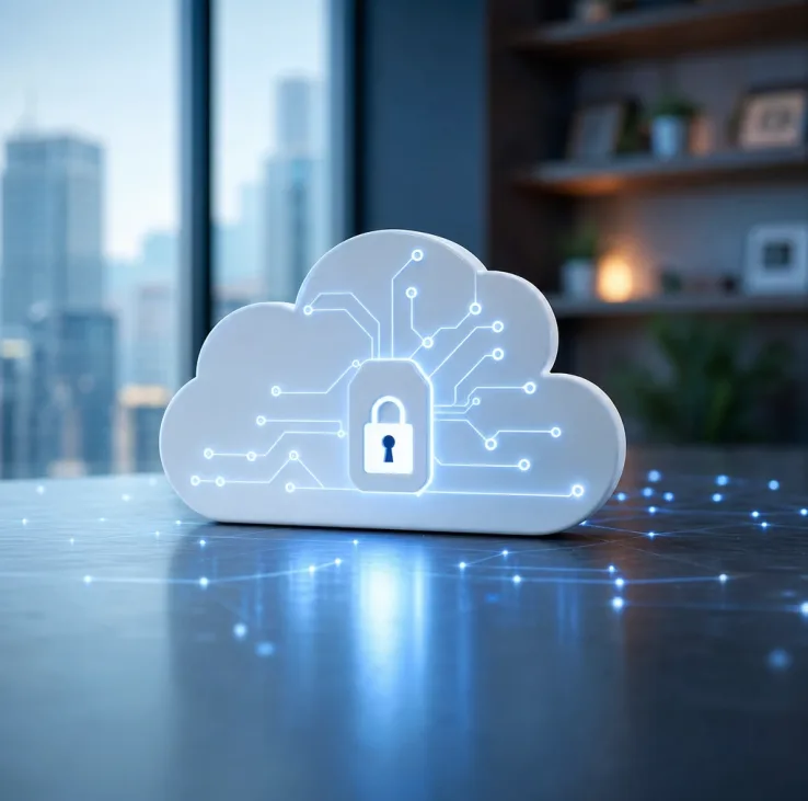 Nube digital con candado de seguridad