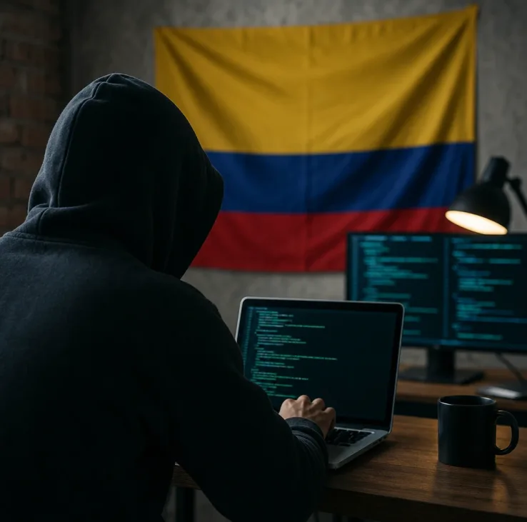 Persona con capucha usando computadora portátil