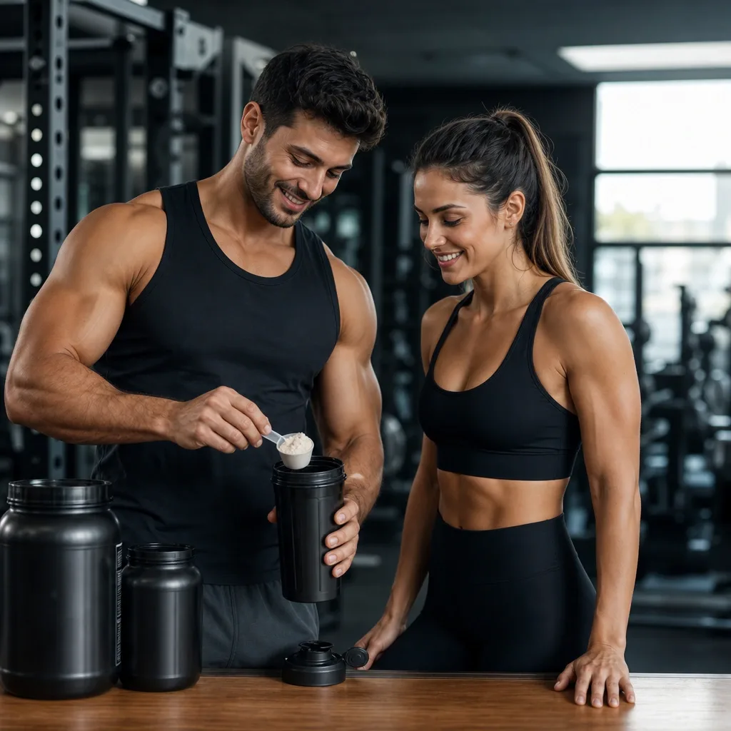 Personas Musculosas En El Gym Con Suplementos