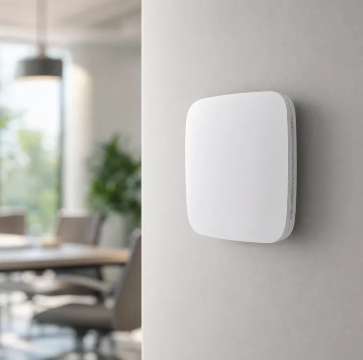 Sensor de humo blanco en pared interior